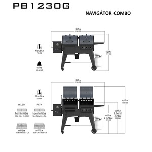 Kombinovaný gril na plyn a pelety Navigator Combo PB1230 Pit Boss